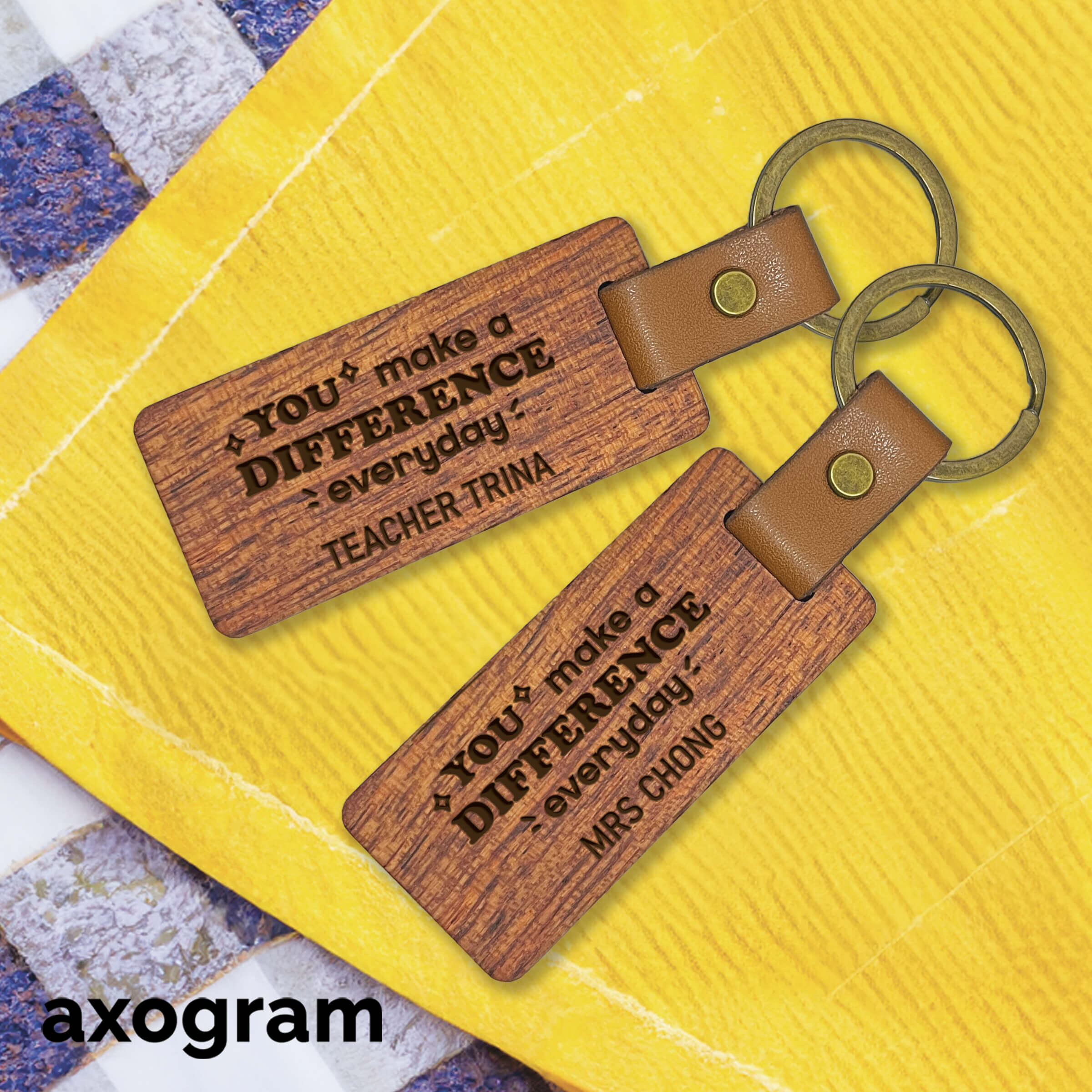 You Make a Difference Wooden Keychain